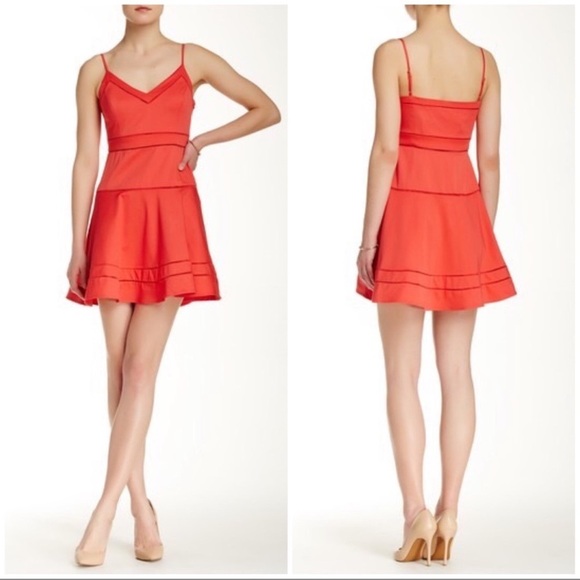PARKER 'Gunther' Fit & Flare Dress Salsa Sz Medium Feminine Summer Spring - Picture 1 of 11